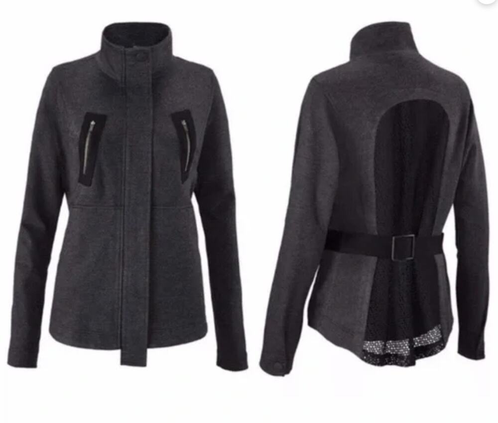 CAbi LOVE, CAROL Jacket Modern Mesh #3184 Back Black Gray Ponte Knit - Small